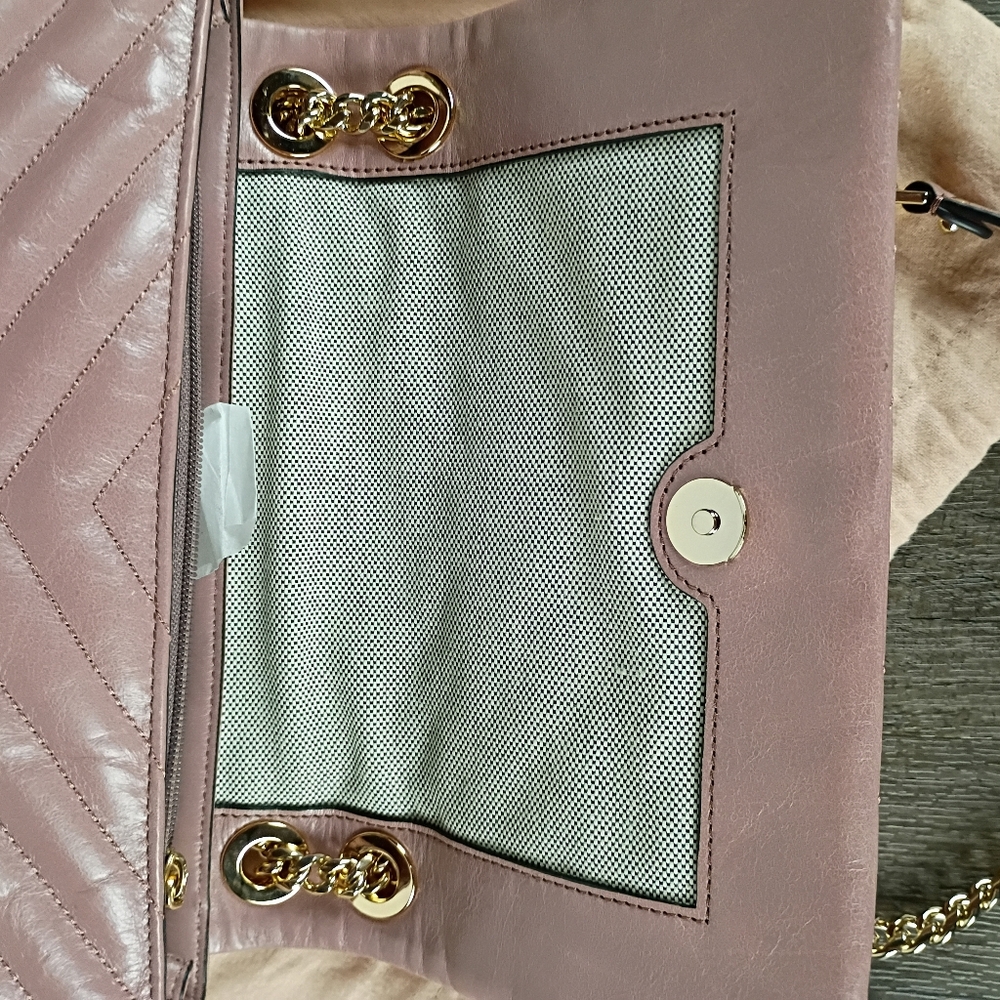 Rebecca Minkoff Edie Flap Pink/Taupe w/Gold - Picture 10 of 11
